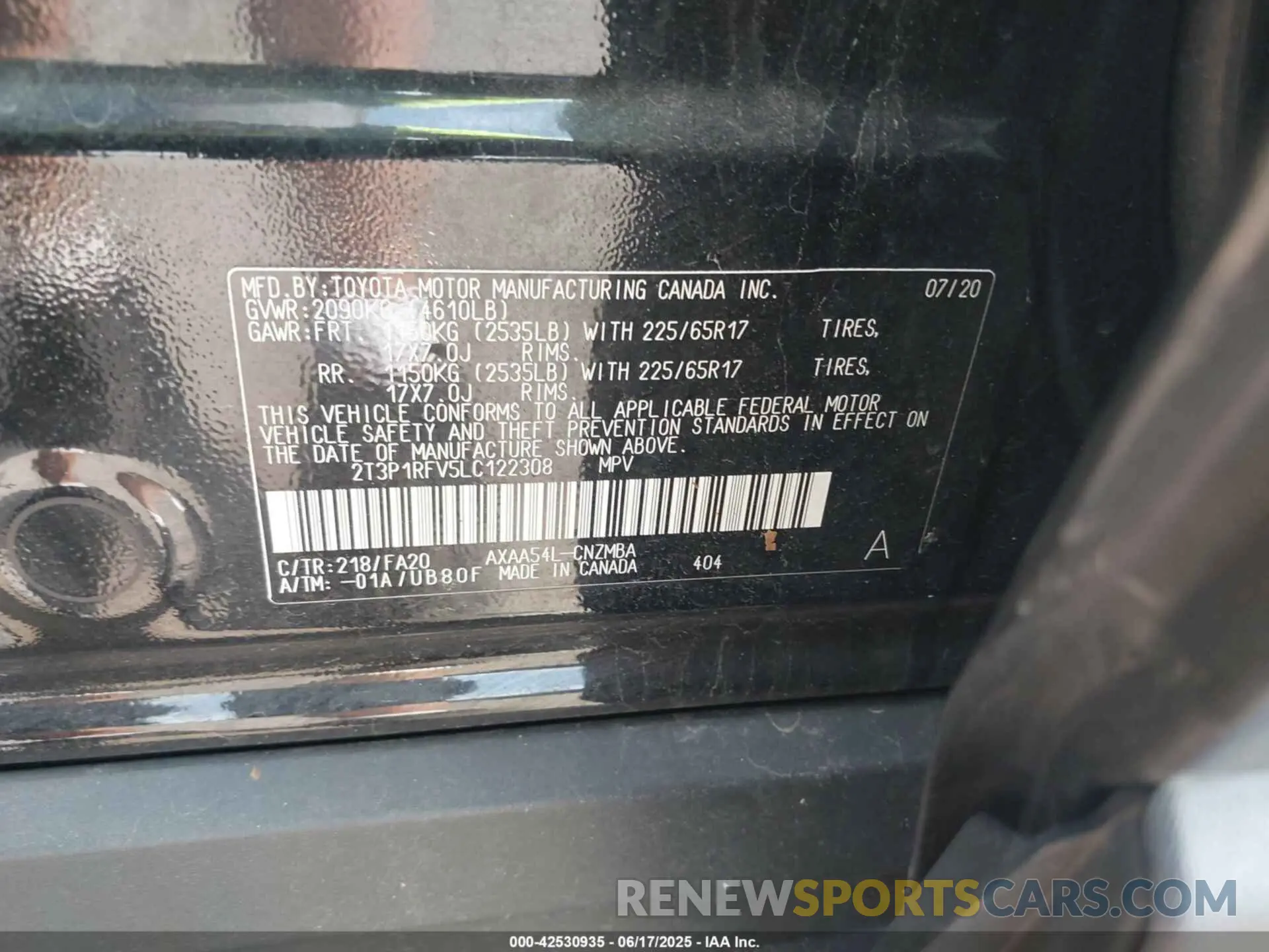 9 Photograph of a damaged car 2T3P1RFV5LC122308 TOYOTA RAV4 2020