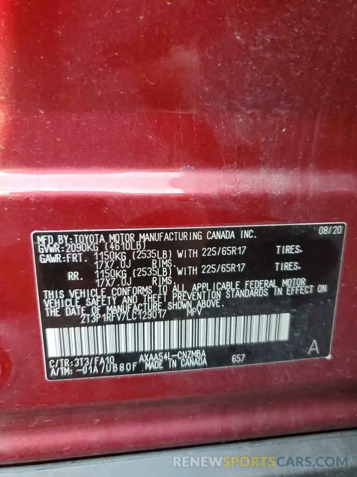 13 Photograph of a damaged car 2T3P1RFV7LC129017 TOYOTA RAV4 2020