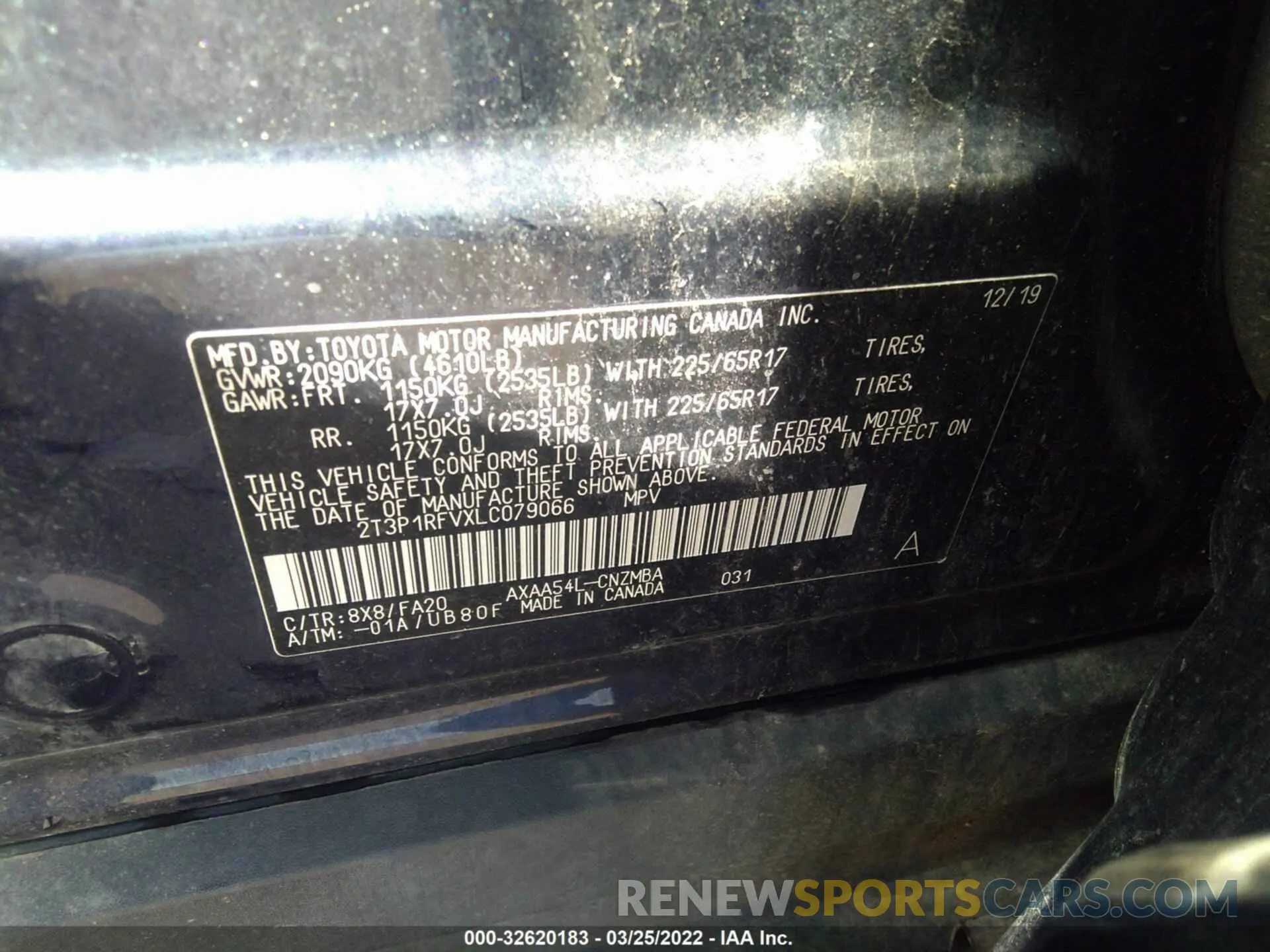 9 Photograph of a damaged car 2T3P1RFVXLC079066 TOYOTA RAV4 2020
