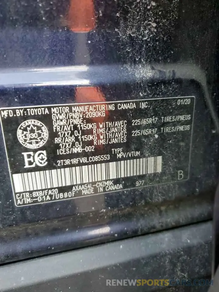 13 Photograph of a damaged car 2T3R1RFV6LC085553 TOYOTA RAV4 2020