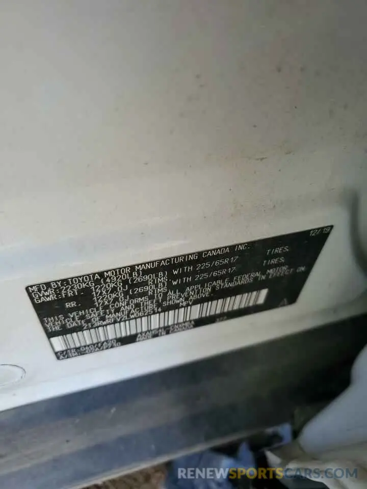 13 Photograph of a damaged car 2T3RWRFV2LW062514 TOYOTA RAV4 2020