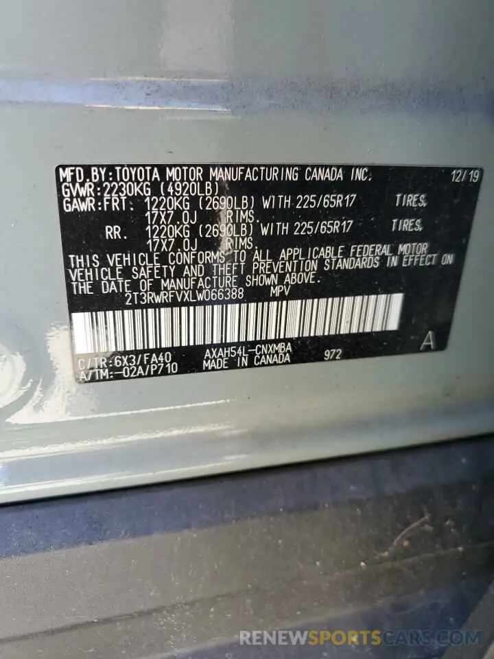 13 Photograph of a damaged car 2T3RWRFVXLW066388 TOYOTA RAV4 2020