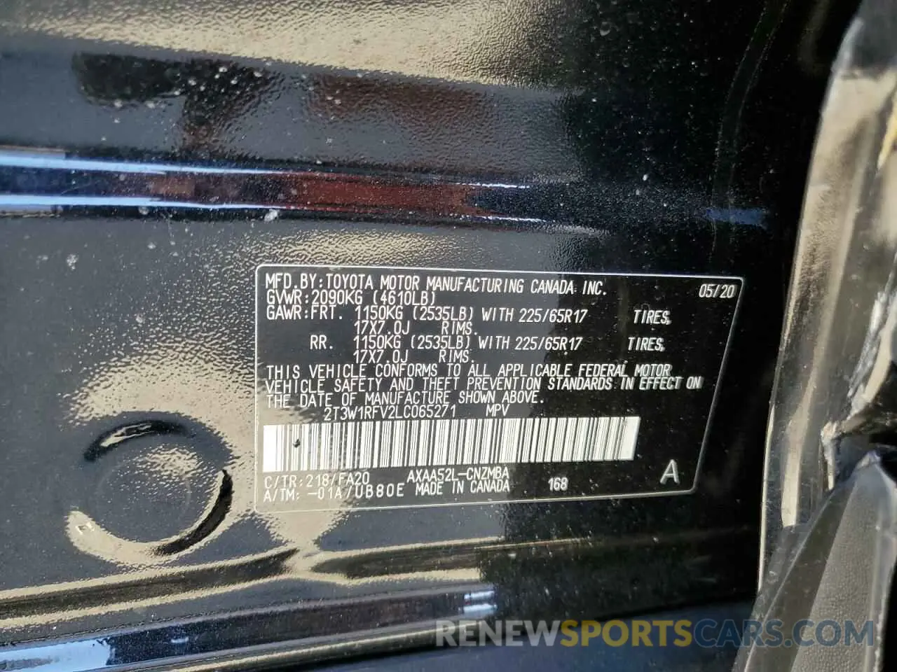 13 Photograph of a damaged car 2T3W1RFV2LC065271 TOYOTA RAV4 2020