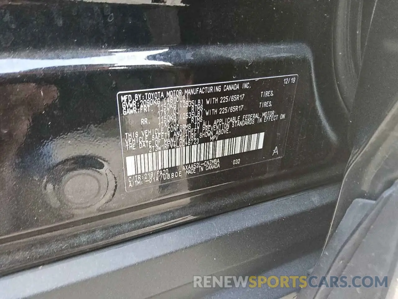 13 Photograph of a damaged car 2T3W1RFV4LC046723 TOYOTA RAV4 2020