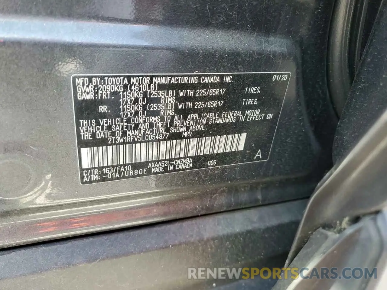 15 Photograph of a damaged car 2T3W1RFV5LC054877 TOYOTA RAV4 2020