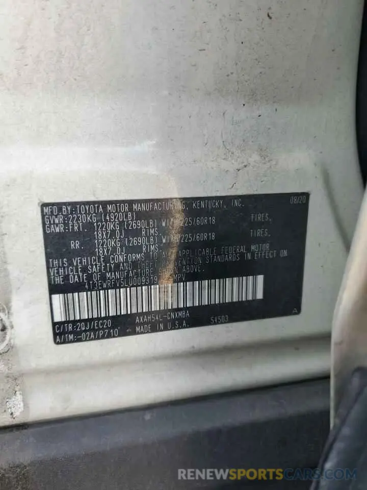 13 Photograph of a damaged car 4T3EWRFV5LU009319 TOYOTA RAV4 2020