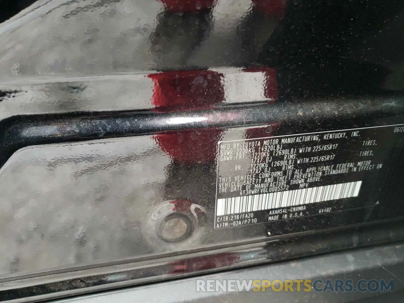 10 Photograph of a damaged car 4T3RWRFV6LU005572 TOYOTA RAV4 2020