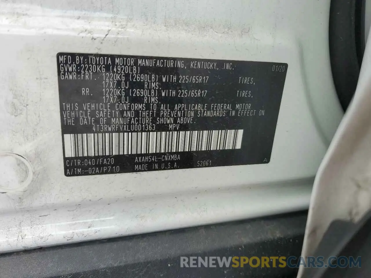 15 Photograph of a damaged car 4T3RWRFVXLU001363 TOYOTA RAV4 2020
