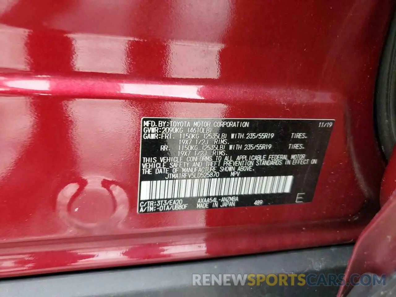 14 Photograph of a damaged car JTMA1RFV5LD525870 TOYOTA RAV4 2020