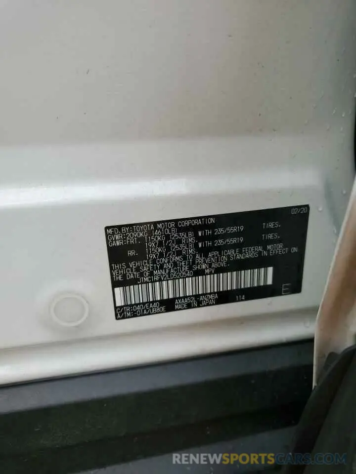 13 Photograph of a damaged car JTMC1RFV2LD520540 TOYOTA RAV4 2020
