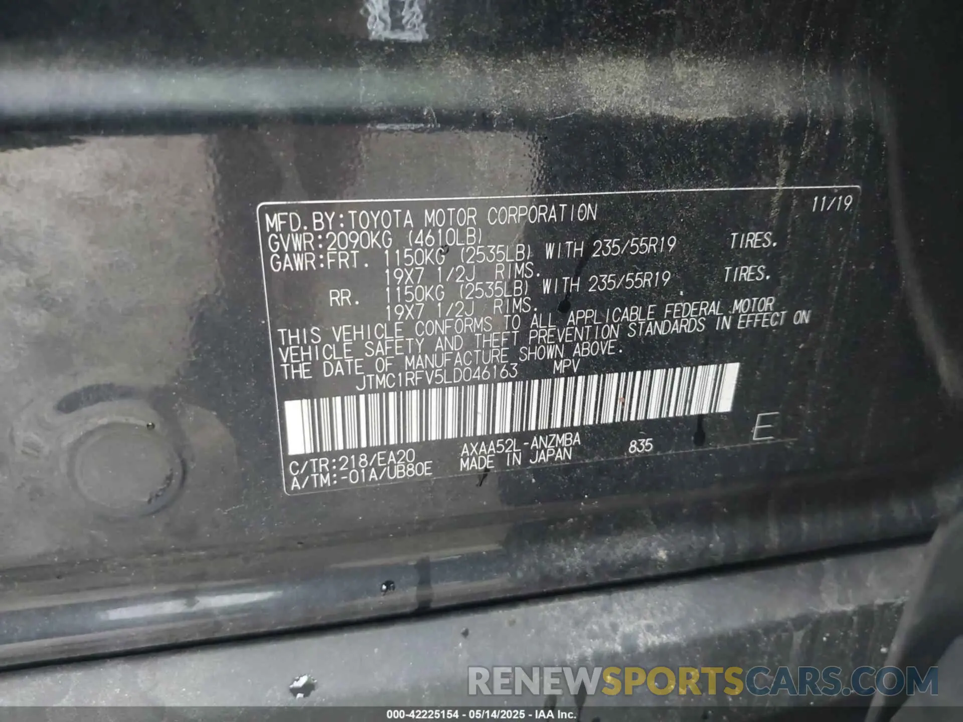 9 Photograph of a damaged car JTMC1RFV5LD046163 TOYOTA RAV4 2020