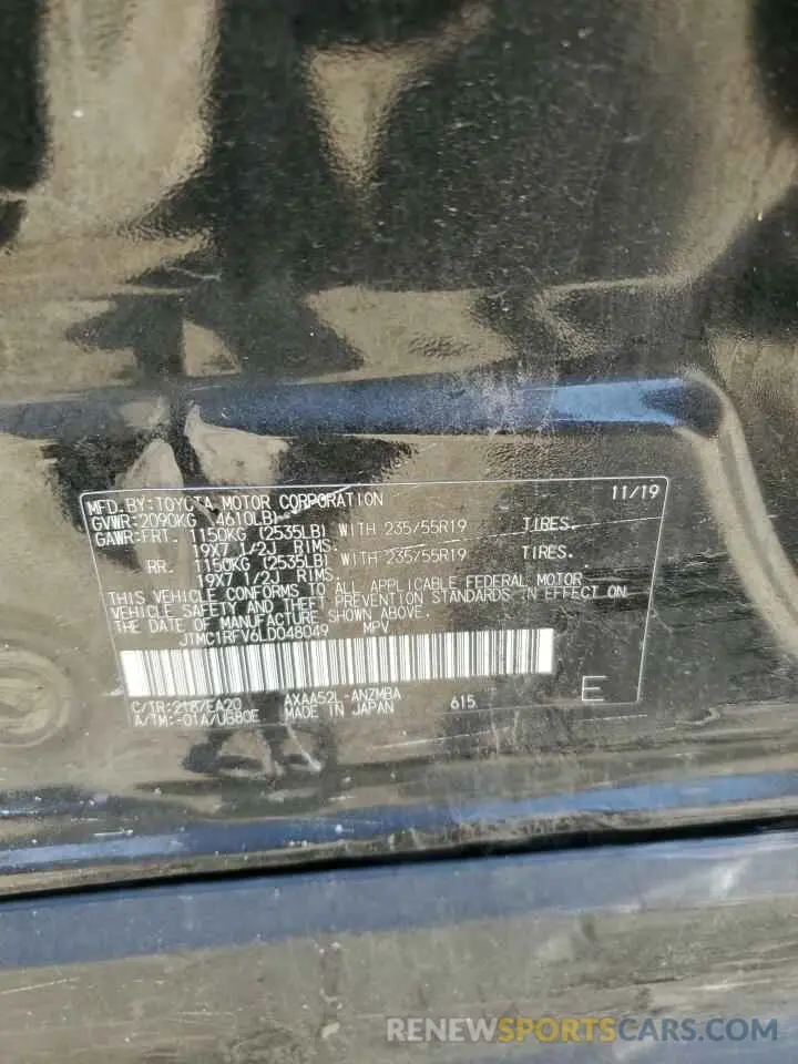 13 Photograph of a damaged car JTMC1RFV6LD048049 TOYOTA RAV4 2020