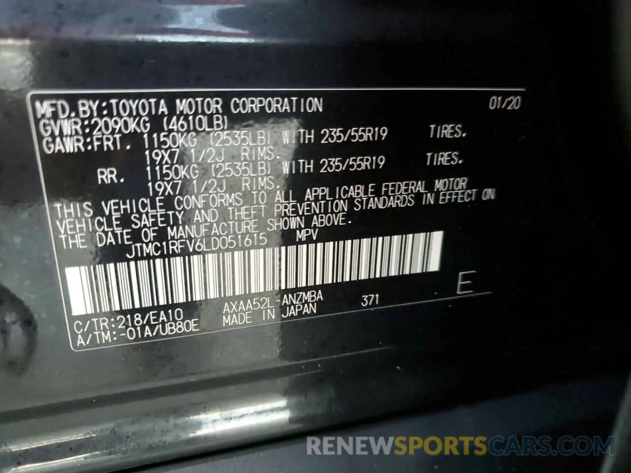 14 Photograph of a damaged car JTMC1RFV6LD051615 TOYOTA RAV4 2020