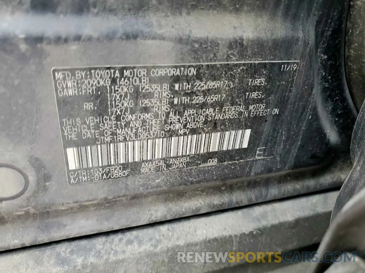 13 Photograph of a damaged car JTMF1RFV3LD053710 TOYOTA RAV4 2020