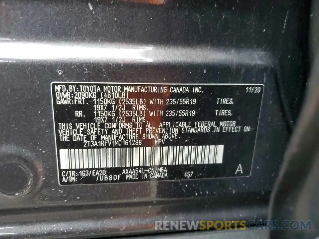 13 Photograph of a damaged car 2T3A1RFV1MC161288 TOYOTA RAV4 2021