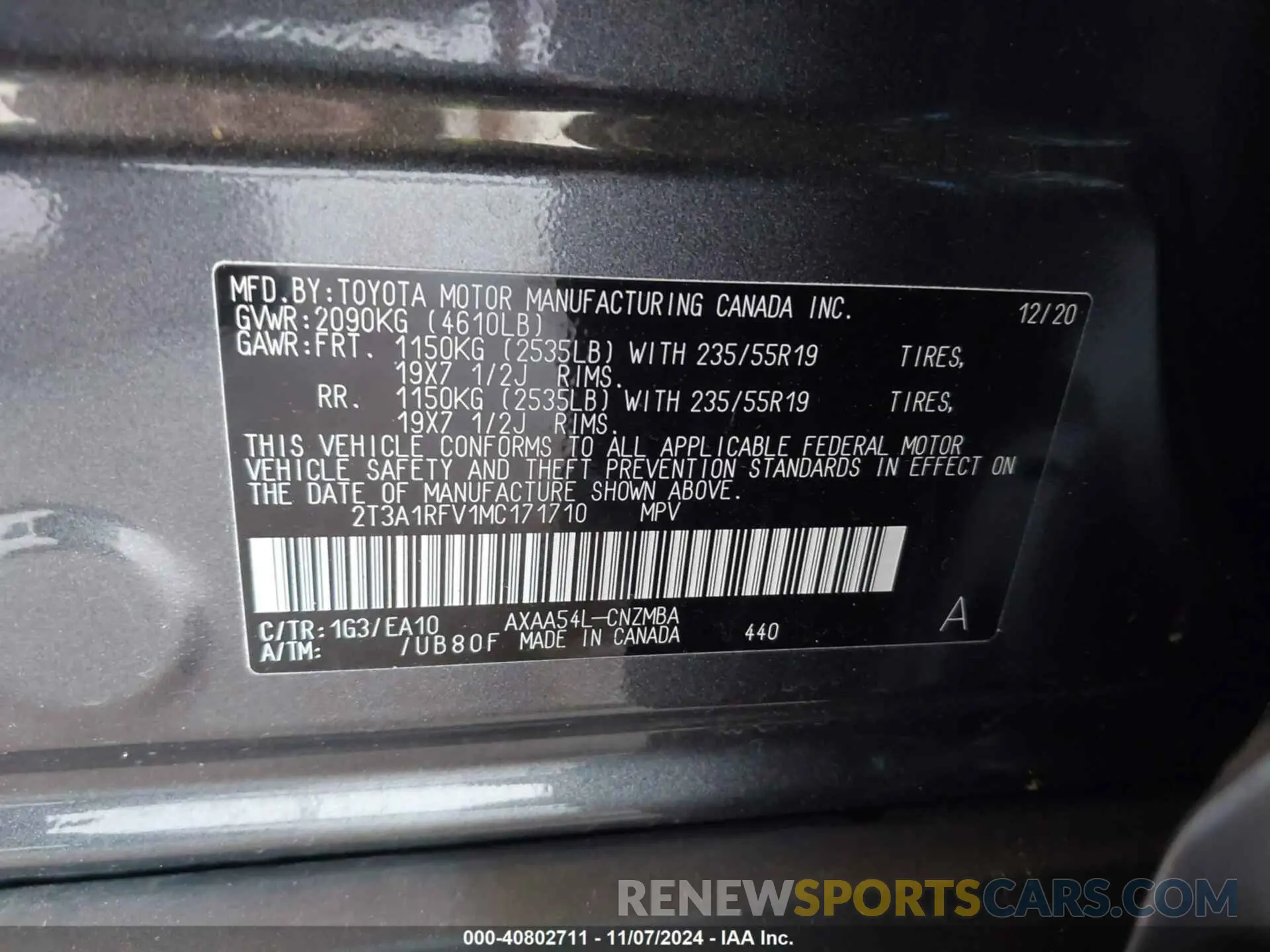 9 Photograph of a damaged car 2T3A1RFV1MC171710 TOYOTA RAV4 2021