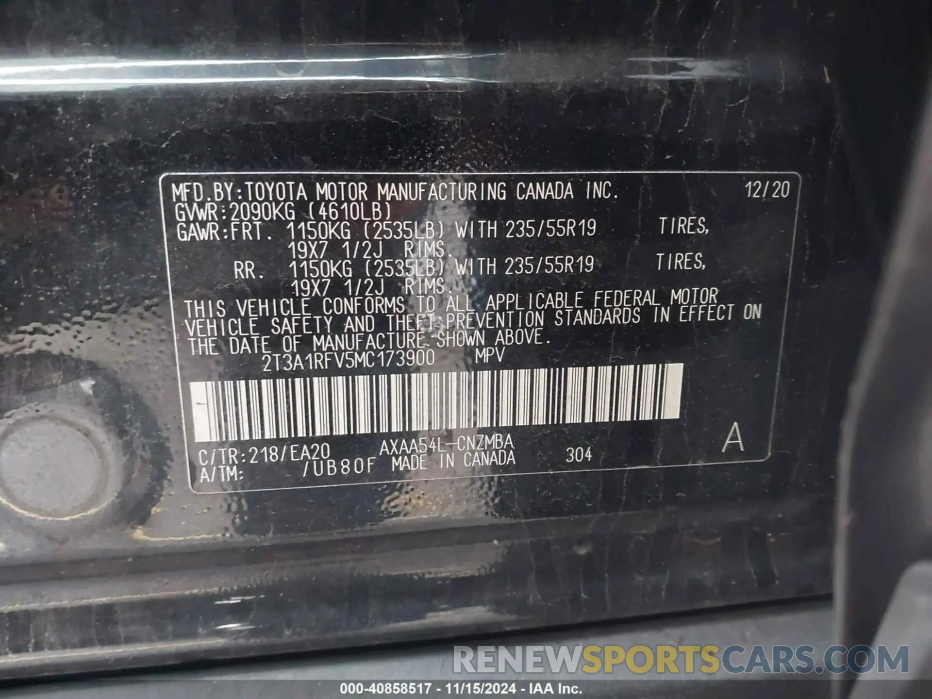 9 Photograph of a damaged car 2T3A1RFV5MC173900 TOYOTA RAV4 2021