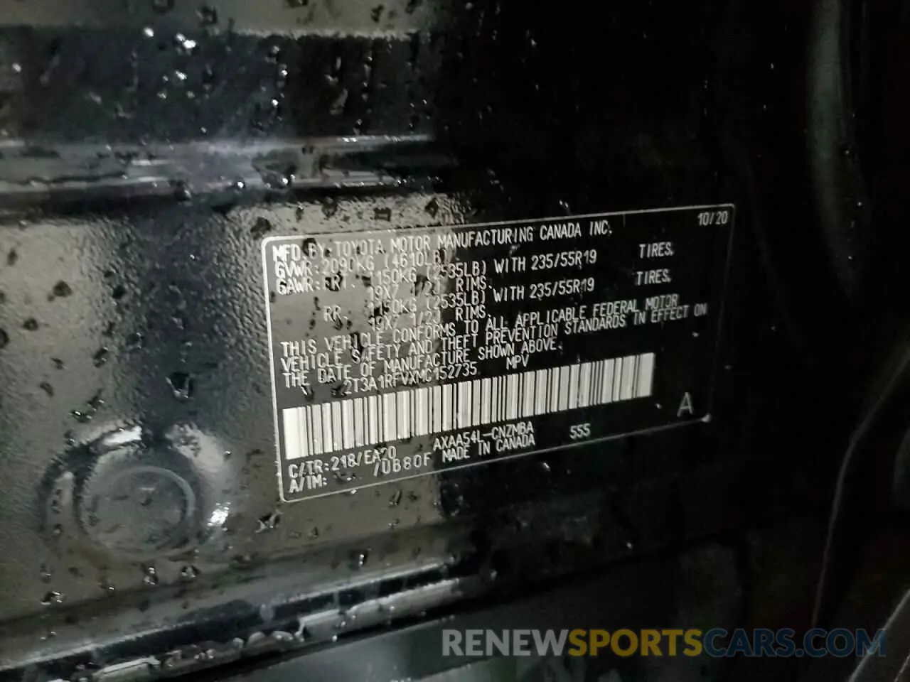 13 Photograph of a damaged car 2T3A1RFVXMC152735 TOYOTA RAV4 2021