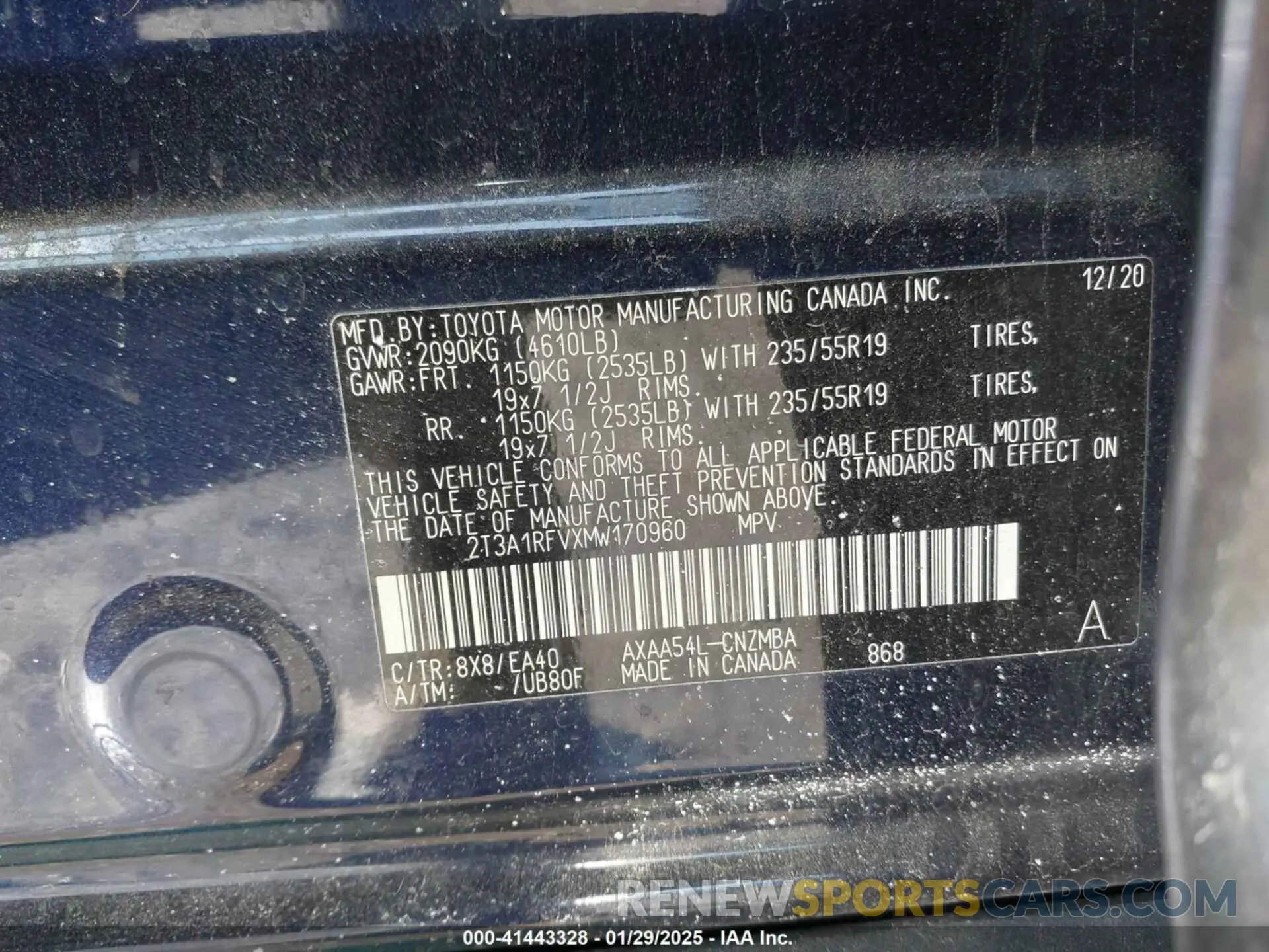 9 Photograph of a damaged car 2T3A1RFVXMW170960 TOYOTA RAV4 2021