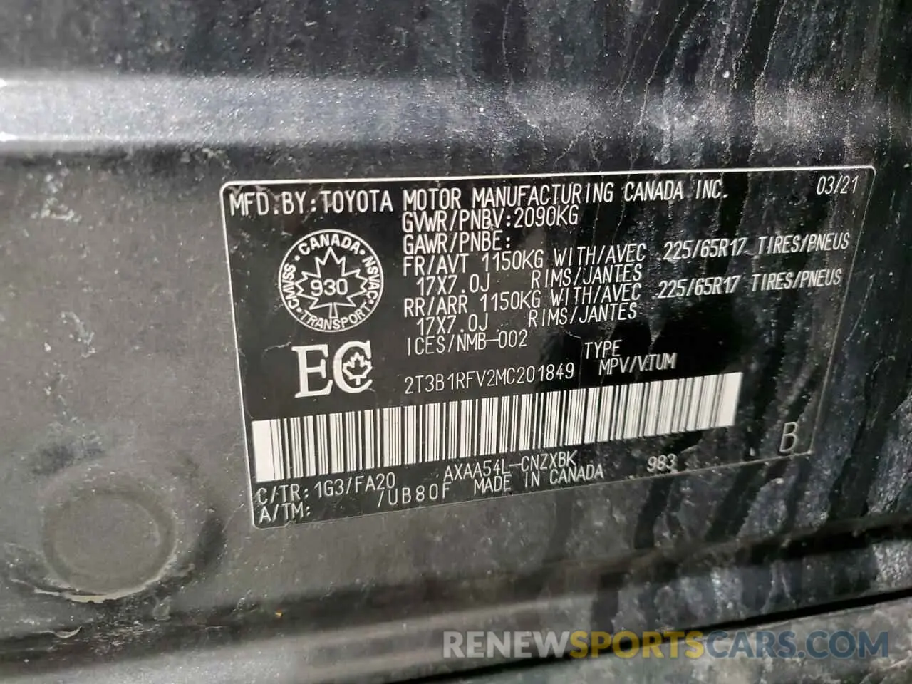 13 Photograph of a damaged car 2T3B1RFV2MC201849 TOYOTA RAV4 2021