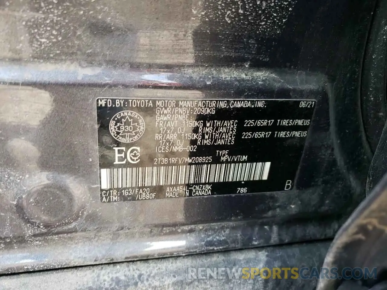 14 Photograph of a damaged car 2T3B1RFV7MW208925 TOYOTA RAV4 2021