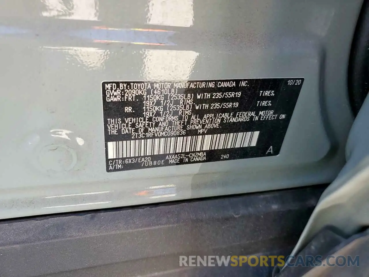 14 Photograph of a damaged car 2T3C1RFV0MC090836 TOYOTA RAV4 2021