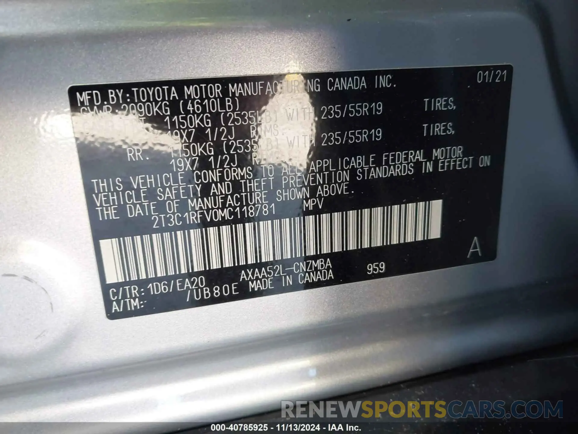 9 Photograph of a damaged car 2T3C1RFV0MC118781 TOYOTA RAV4 2021