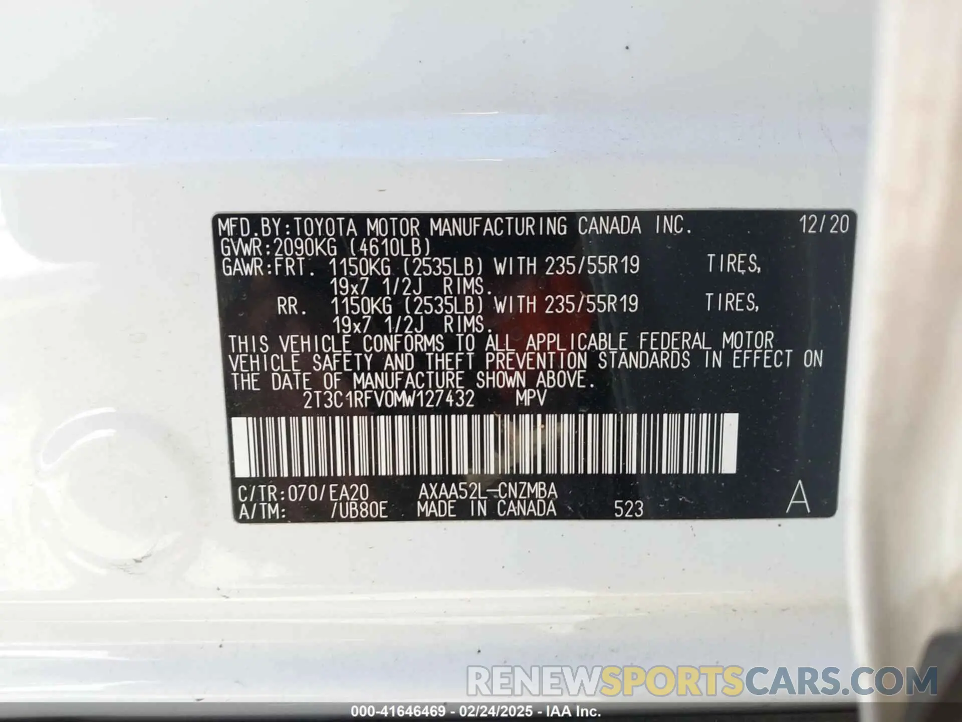 9 Photograph of a damaged car 2T3C1RFV0MW127432 TOYOTA RAV4 2021