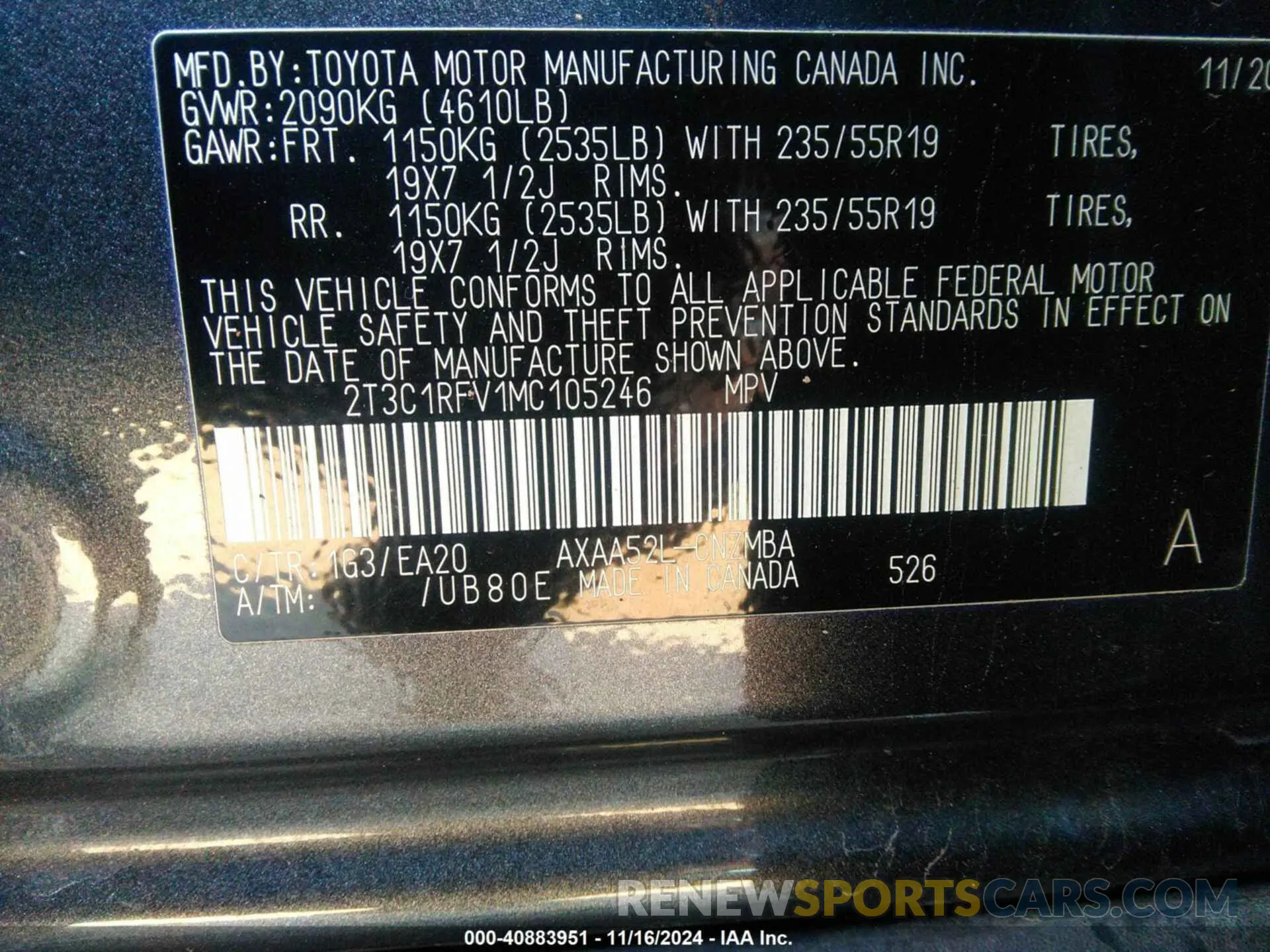 9 Photograph of a damaged car 2T3C1RFV1MC105246 TOYOTA RAV4 2021