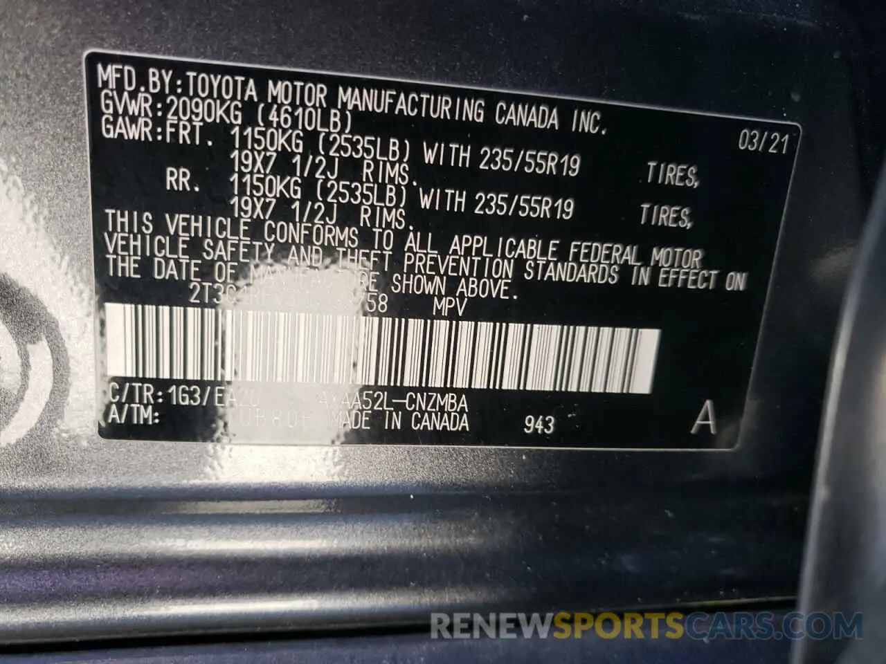 13 Photograph of a damaged car 2T3C1RFV3MC133758 TOYOTA RAV4 2021