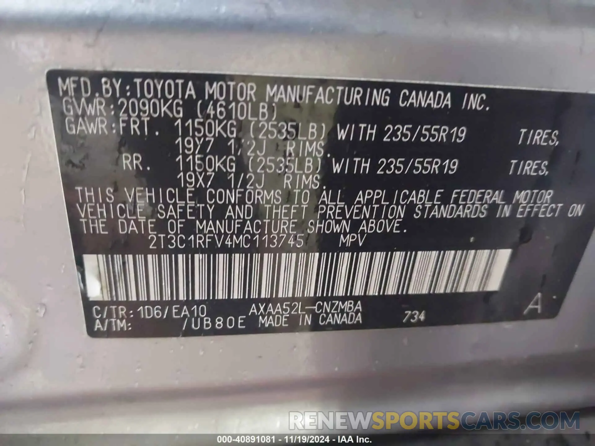9 Photograph of a damaged car 2T3C1RFV4MC113745 TOYOTA RAV4 2021