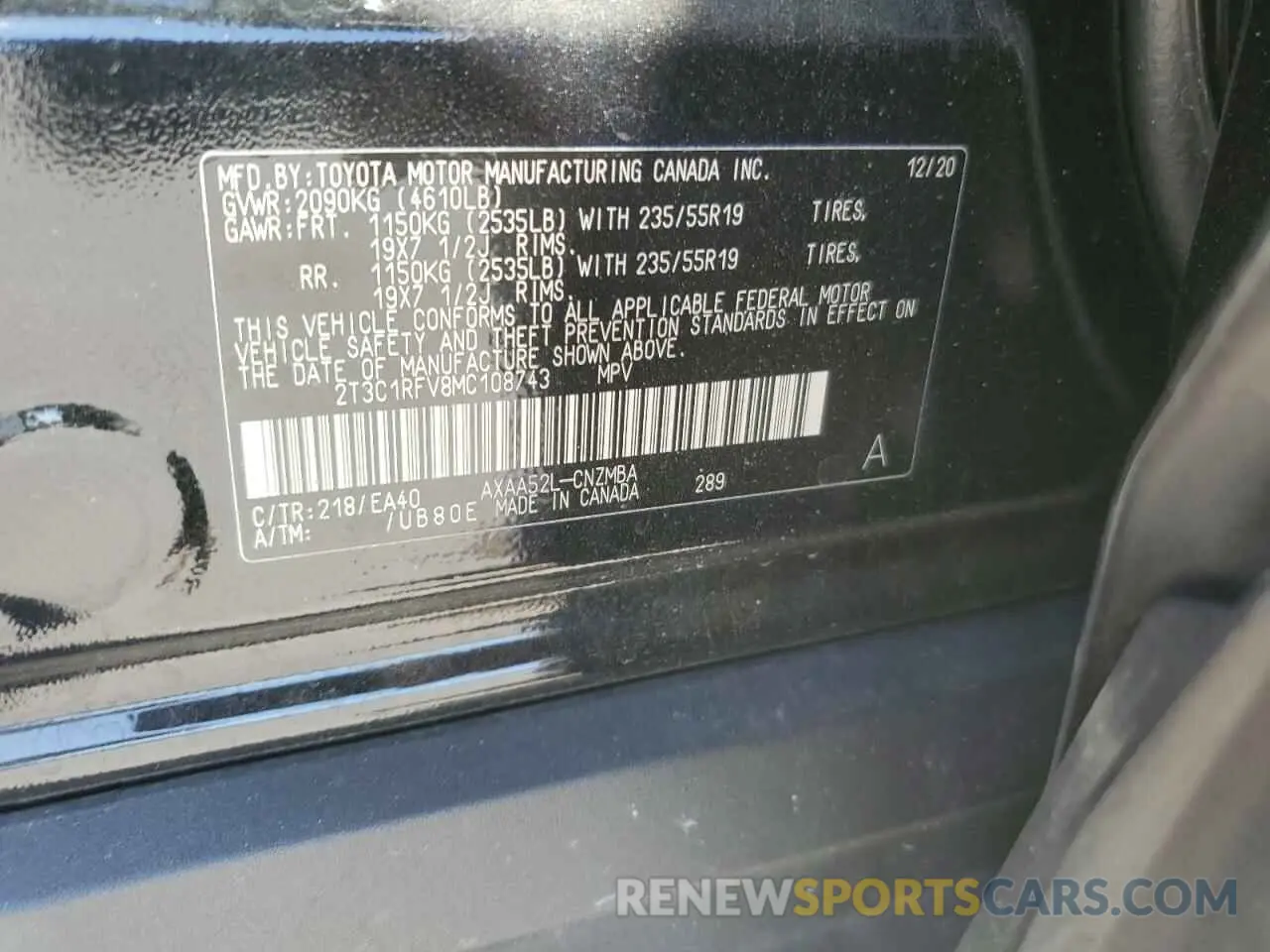 16 Photograph of a damaged car 2T3C1RFV8MC108743 TOYOTA RAV4 2021
