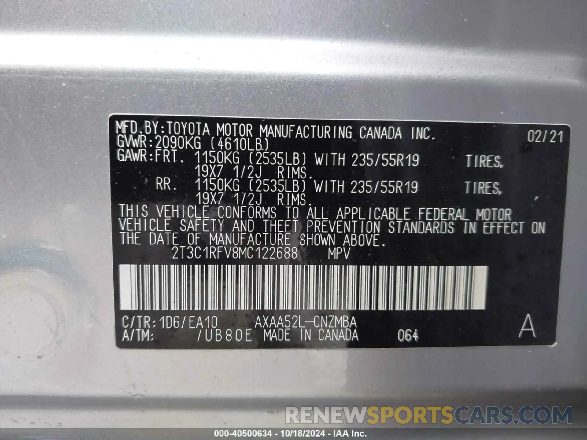 9 Photograph of a damaged car 2T3C1RFV8MC122688 TOYOTA RAV4 2021