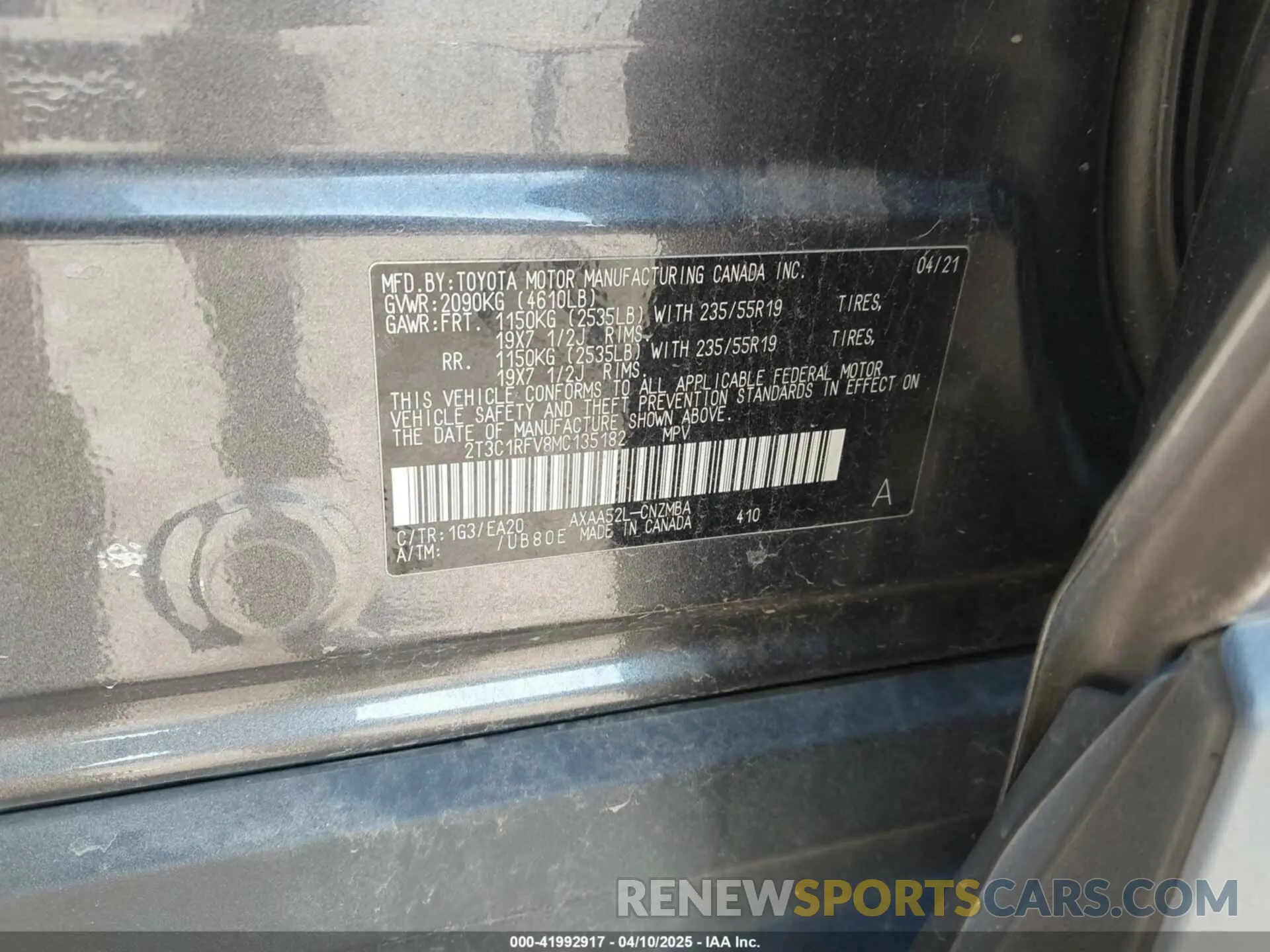 9 Photograph of a damaged car 2T3C1RFV8MC135182 TOYOTA RAV4 2021