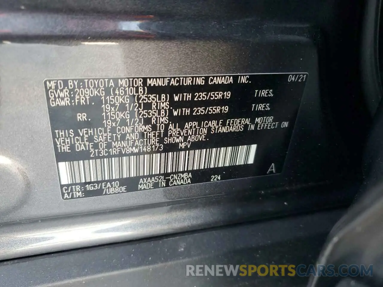 15 Photograph of a damaged car 2T3C1RFV8MW148173 TOYOTA RAV4 2021