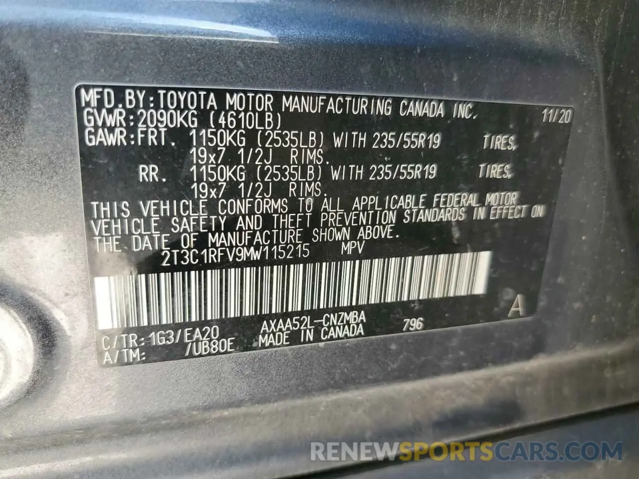 14 Photograph of a damaged car 2T3C1RFV9MW115215 TOYOTA RAV4 2021