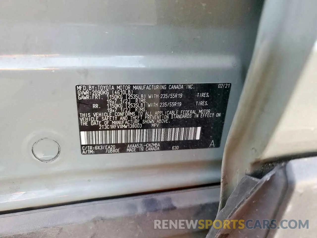 15 Photograph of a damaged car 2T3C1RFVXMW138003 TOYOTA RAV4 2021
