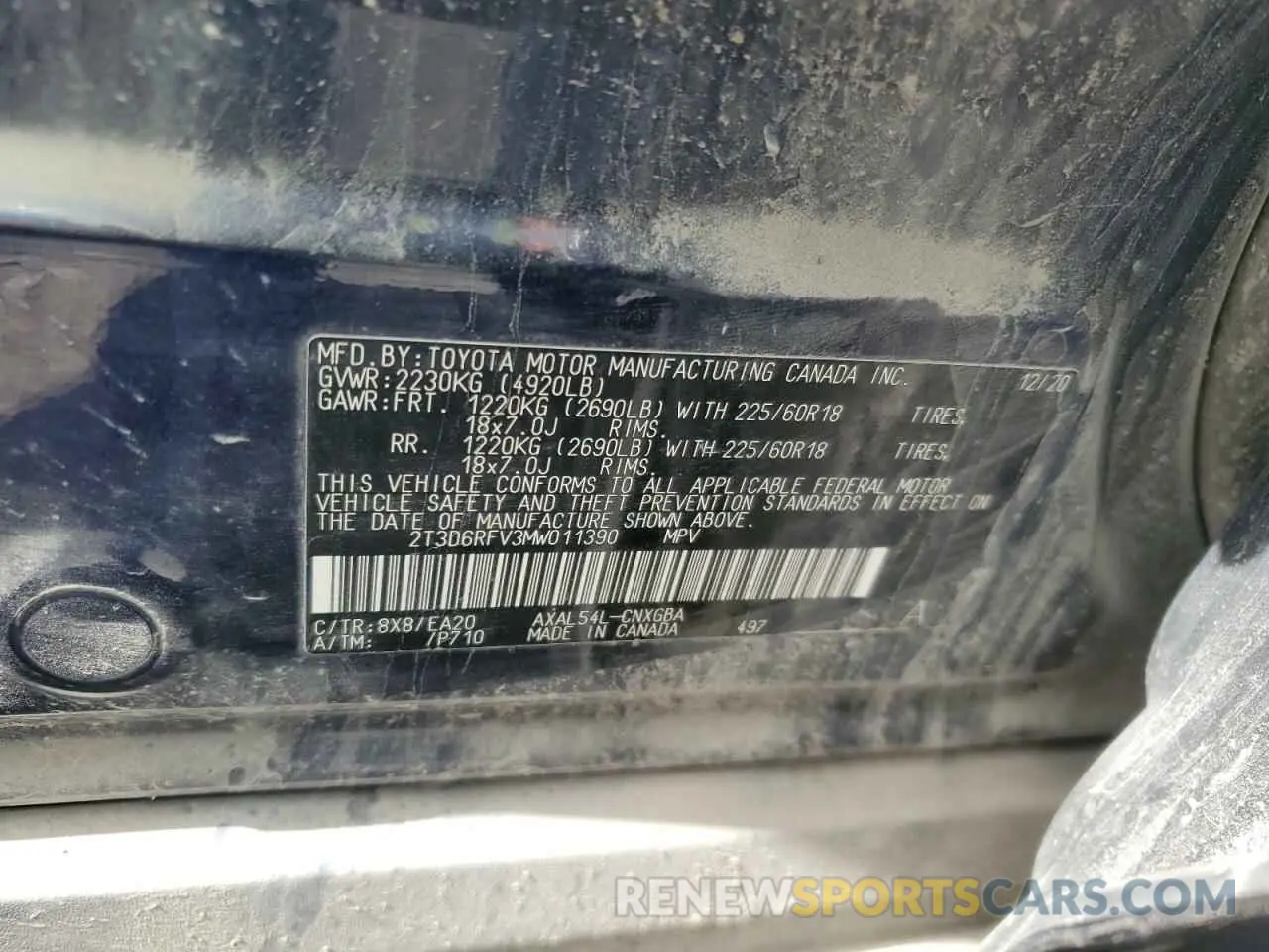 13 Photograph of a damaged car 2T3D6RFV3MW011390 TOYOTA RAV4 2021