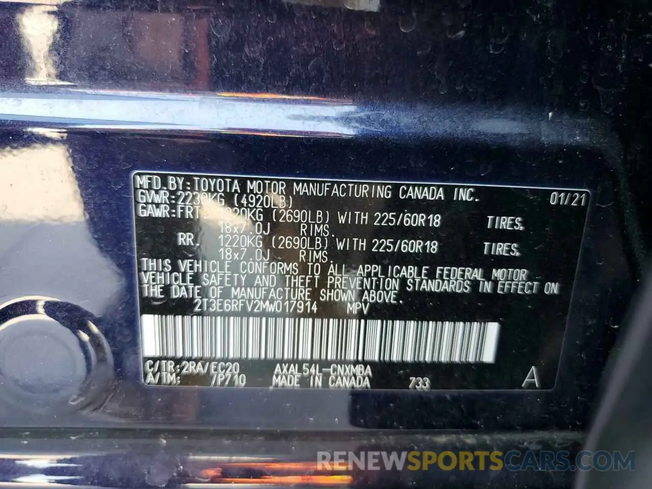 14 Photograph of a damaged car 2T3E6RFV2MW017914 TOYOTA RAV4 2021
