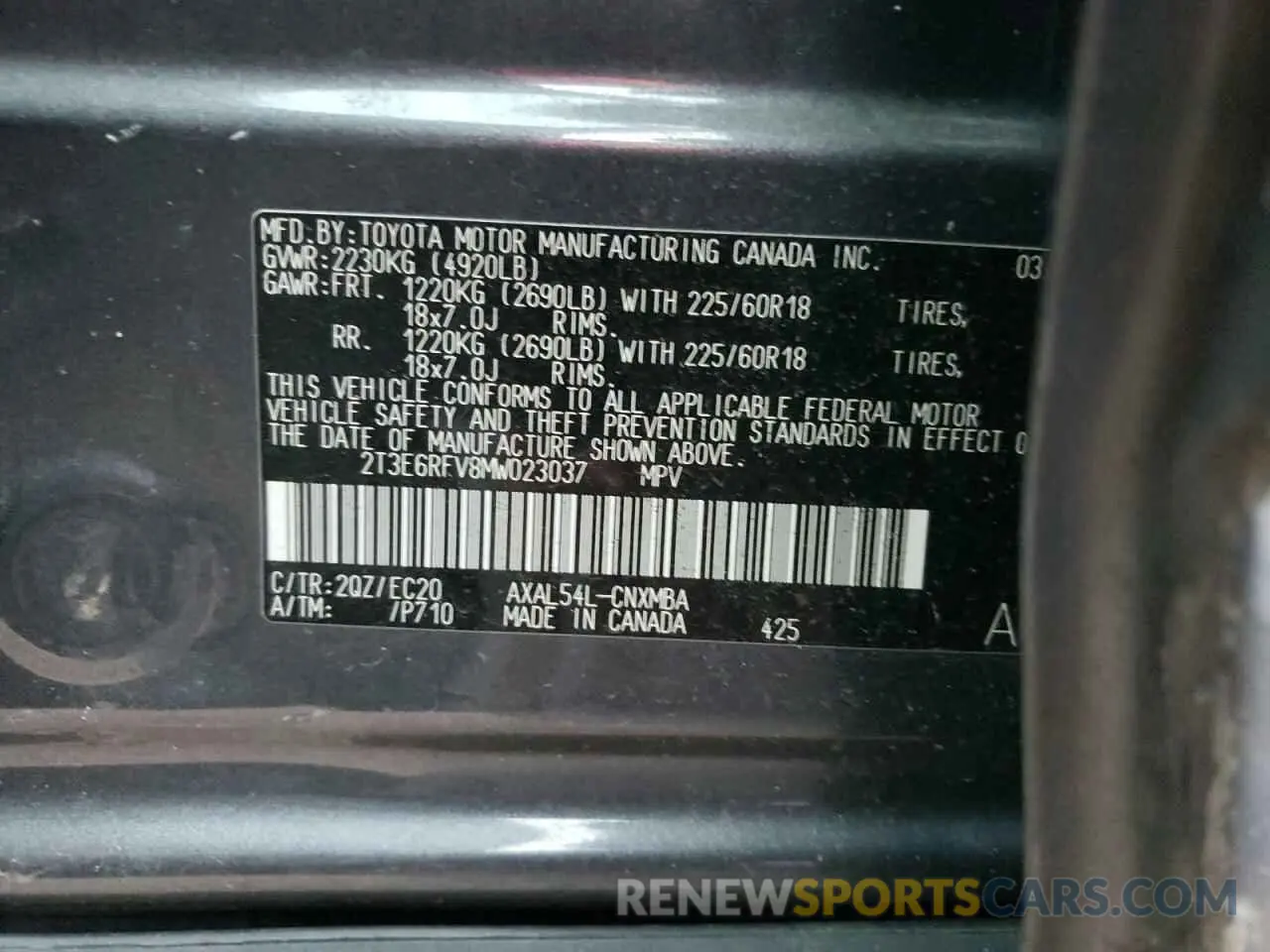 13 Photograph of a damaged car 2T3E6RFV8MW023037 TOYOTA RAV4 2021
