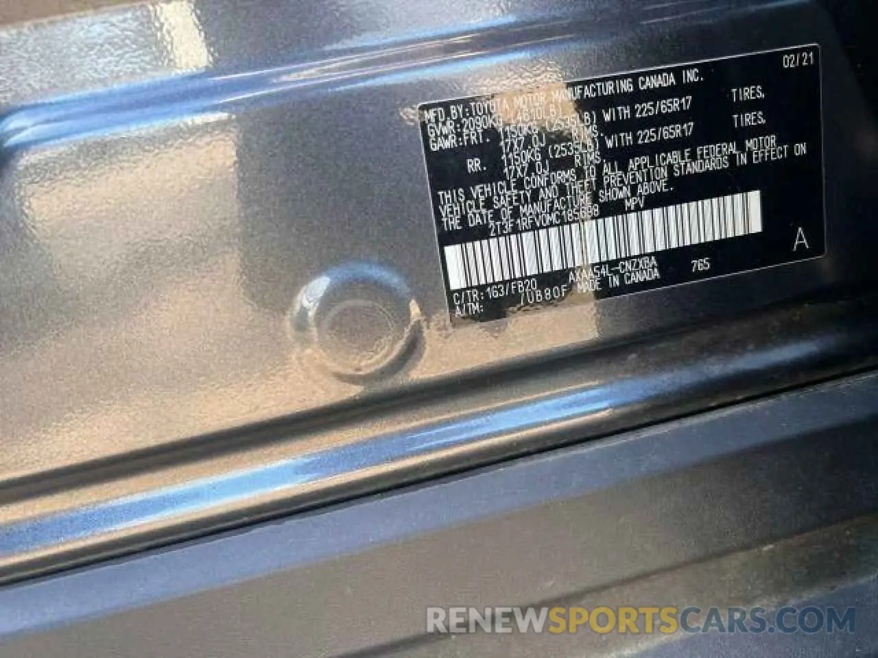 10 Photograph of a damaged car 2T3F1RFV0MC185698 TOYOTA RAV4 2021