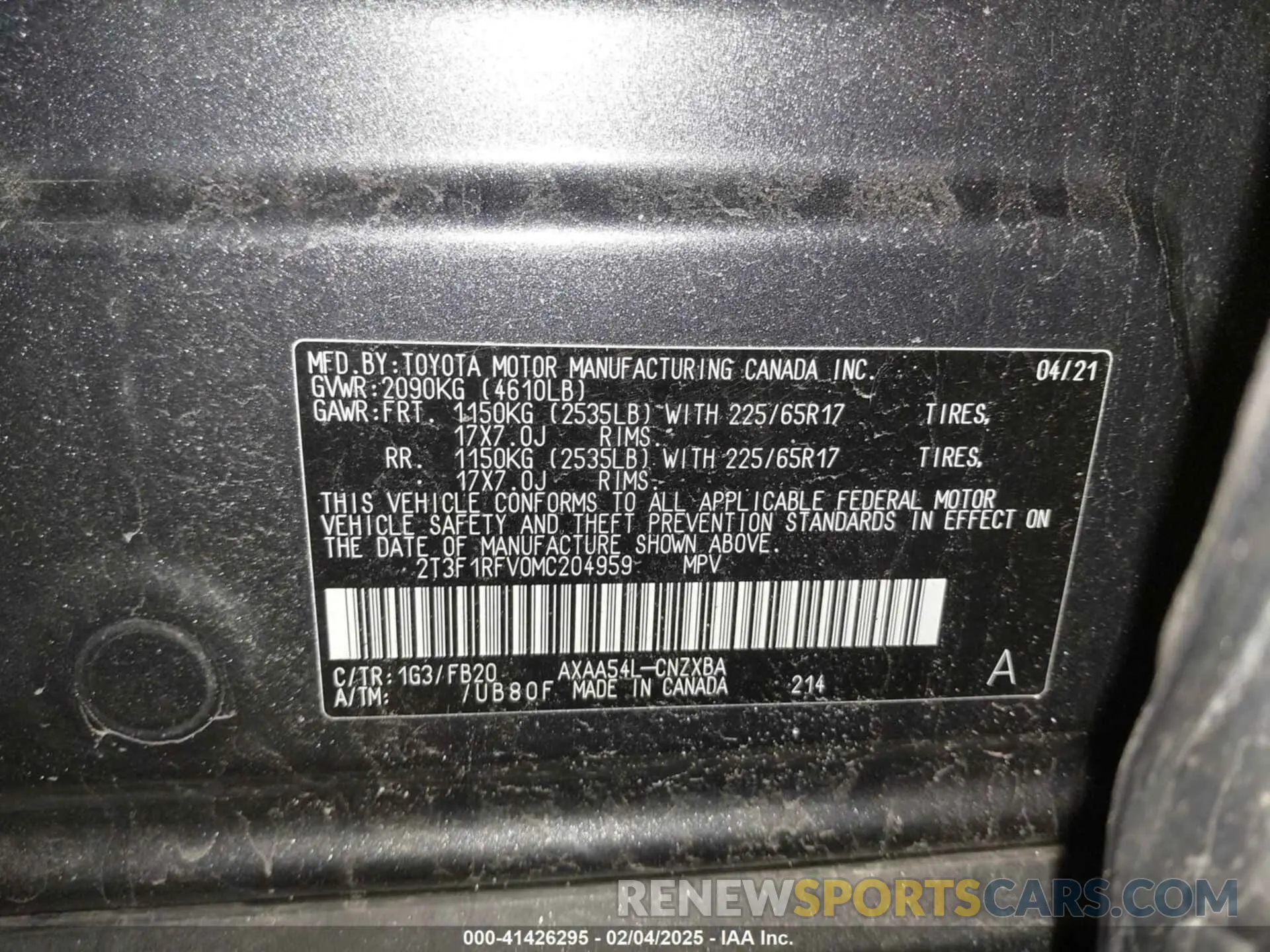 9 Photograph of a damaged car 2T3F1RFV0MC204959 TOYOTA RAV4 2021
