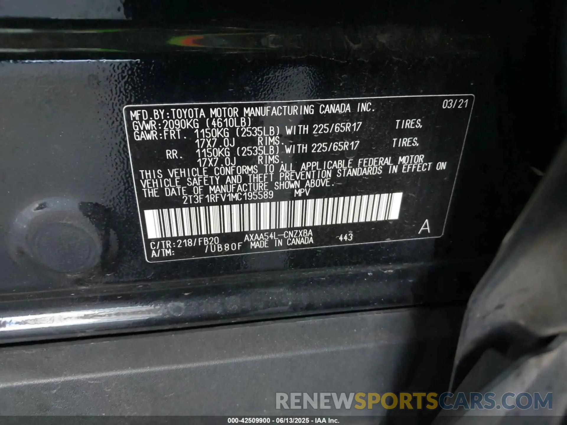 9 Photograph of a damaged car 2T3F1RFV1MC195589 TOYOTA RAV4 2021