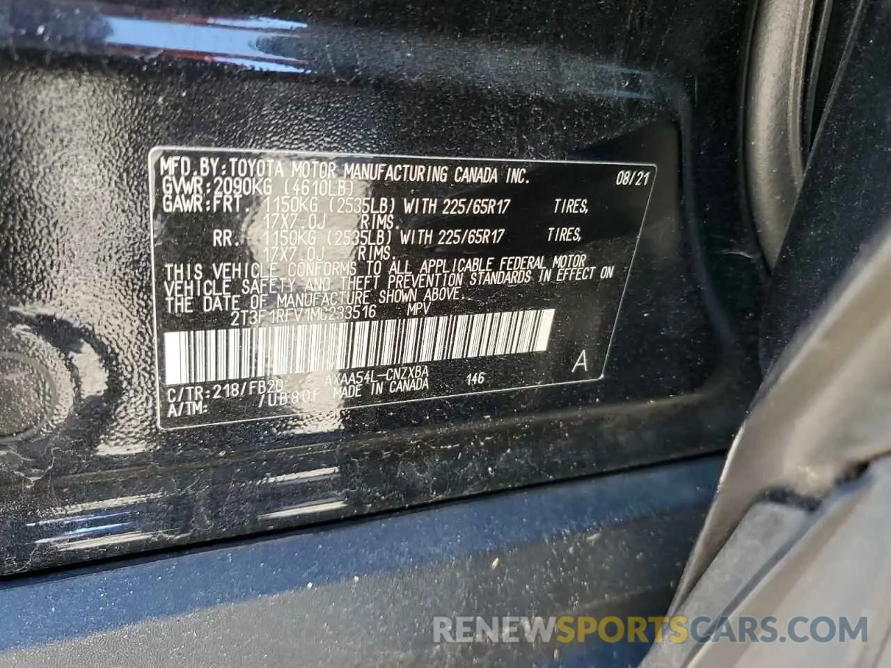 13 Photograph of a damaged car 2T3F1RFV1MC233516 TOYOTA RAV4 2021