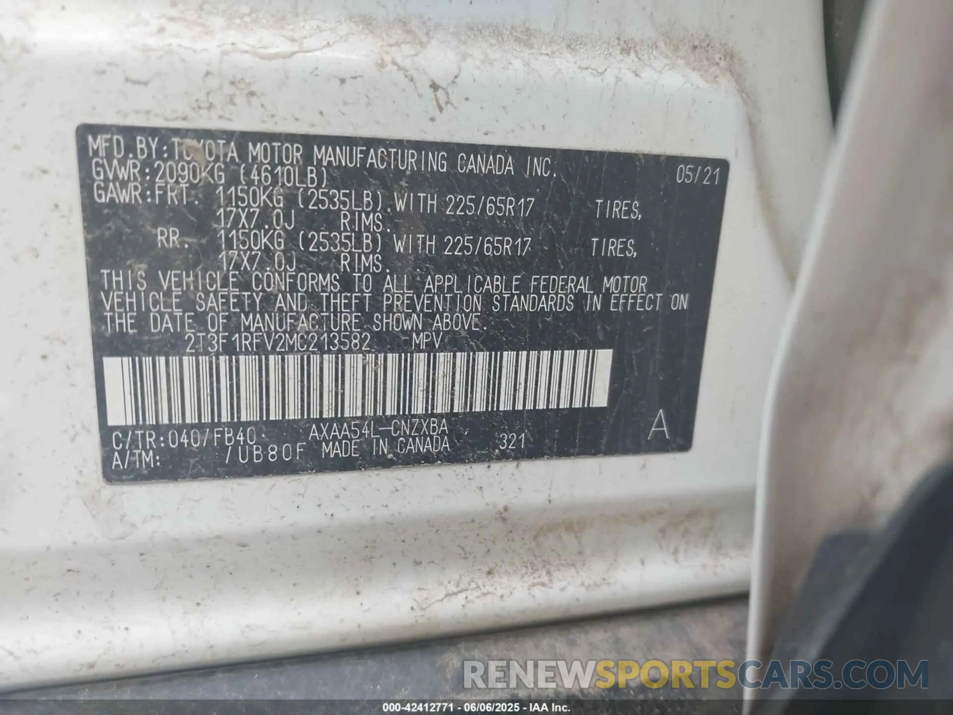 9 Photograph of a damaged car 2T3F1RFV2MC213582 TOYOTA RAV4 2021