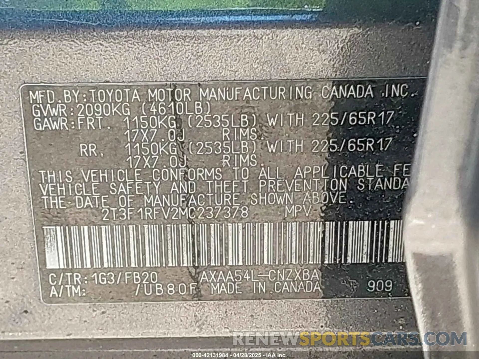 9 Photograph of a damaged car 2T3F1RFV2MC237378 TOYOTA RAV4 2021