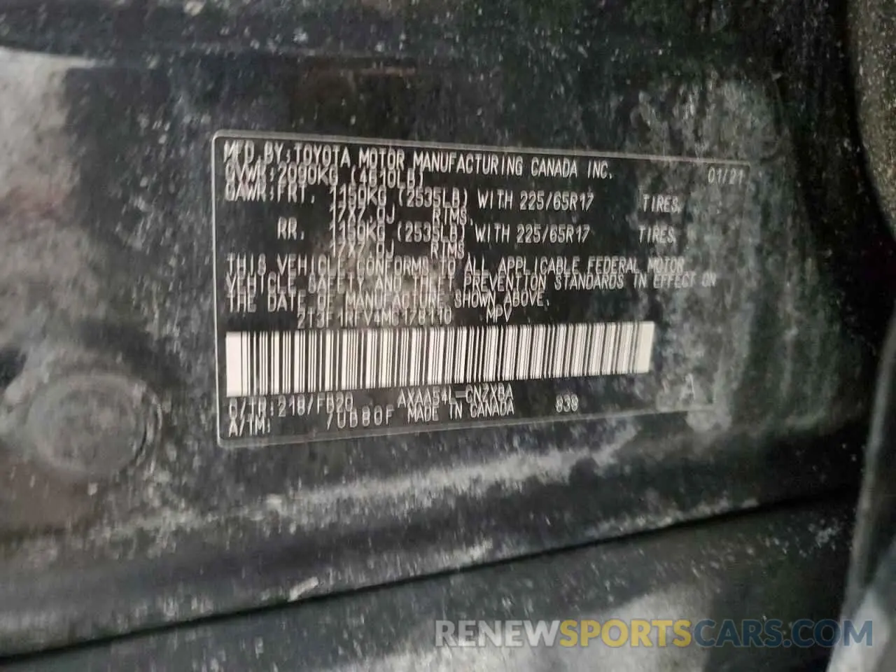 13 Photograph of a damaged car 2T3F1RFV4MC178110 TOYOTA RAV4 2021