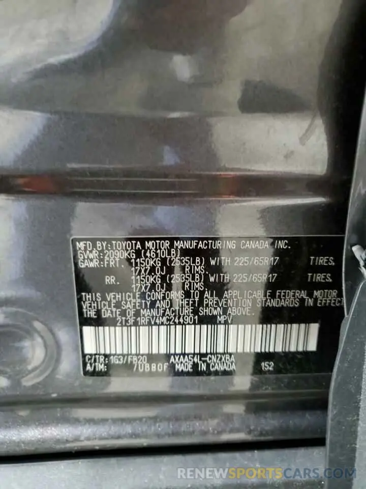 13 Photograph of a damaged car 2T3F1RFV4MC244901 TOYOTA RAV4 2021