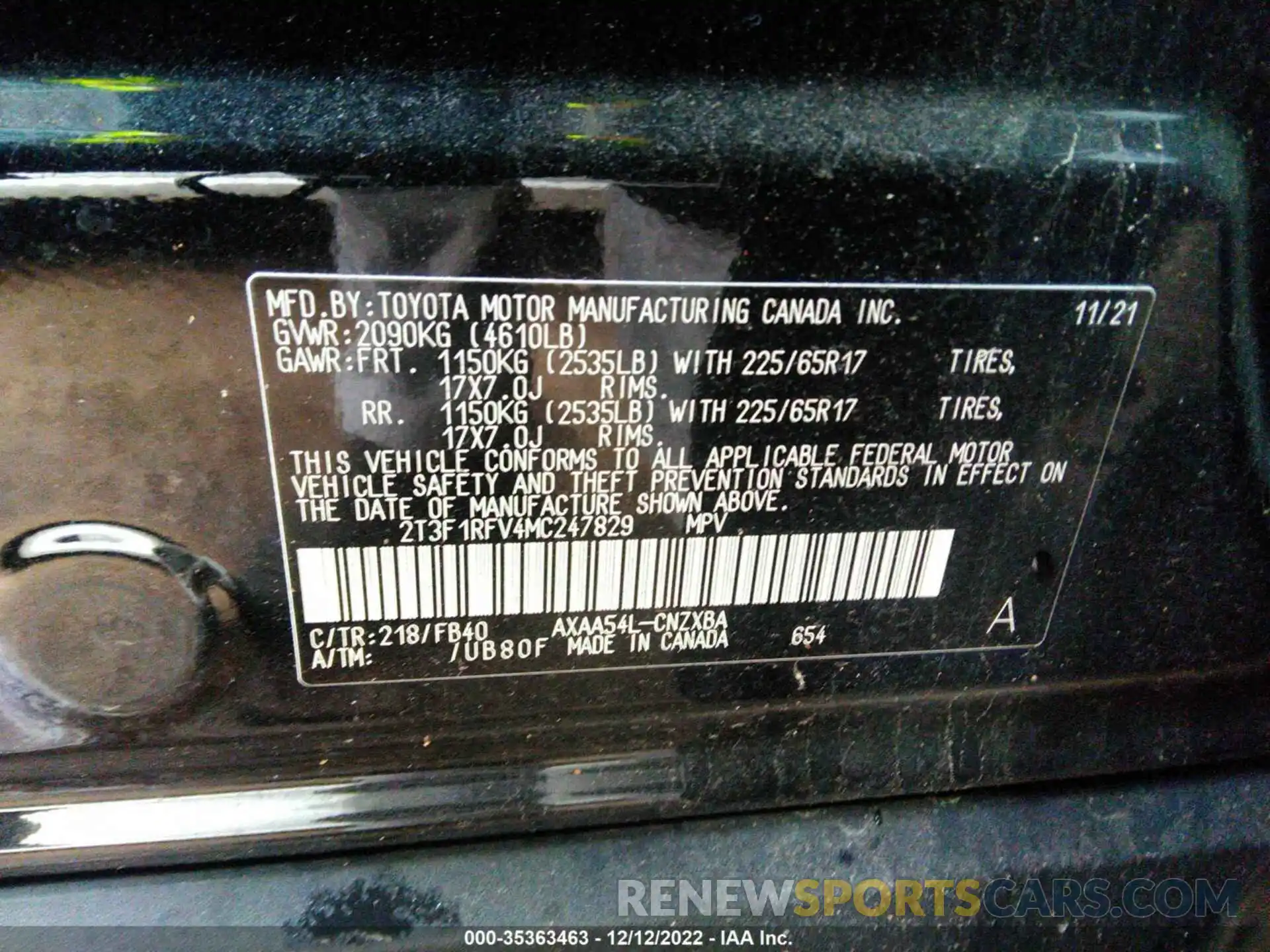 9 Photograph of a damaged car 2T3F1RFV4MC247829 TOYOTA RAV4 2021