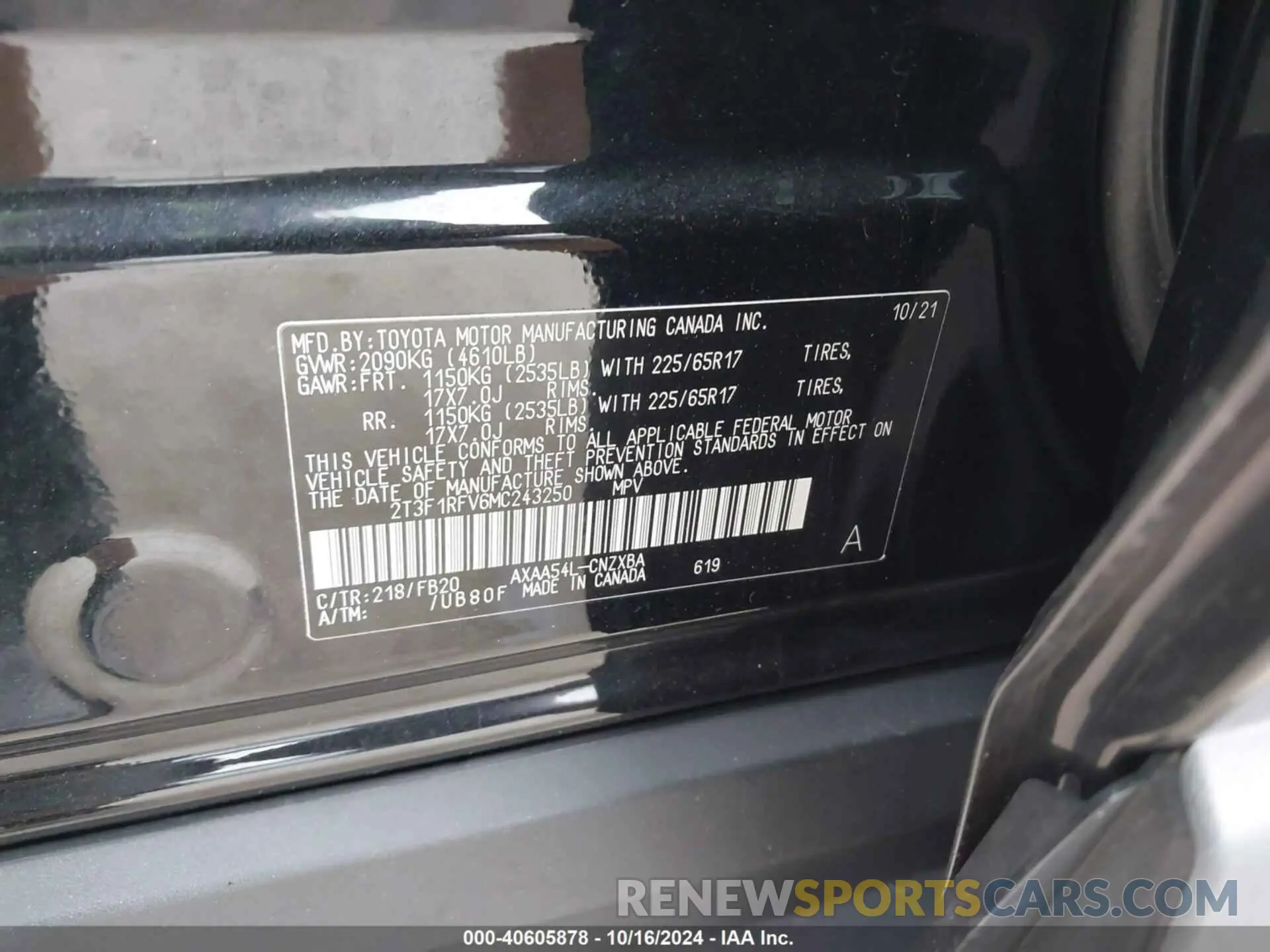 9 Photograph of a damaged car 2T3F1RFV6MC243250 TOYOTA RAV4 2021